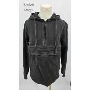 Troika Streetwear Grunge Gray Utility Half-Zip Hoodie Jacket